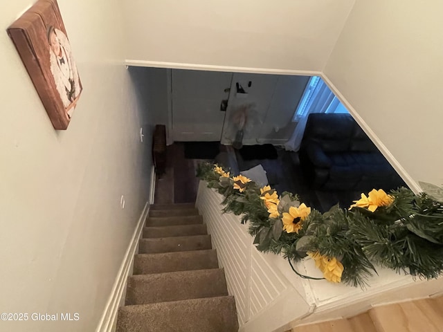 stairs with baseboards