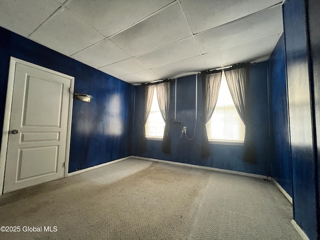 66 Jefferson St, Troy, NY 12180 - unfurnished room with a paneled ceiling, carpet flooring, and baseboards