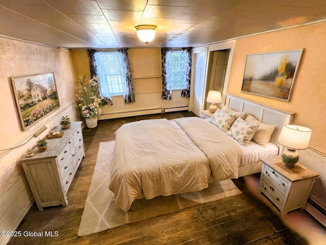 230 S Rd, Stephentown, NY 12018 - bedroom featuring dark wood-style floors, a baseboard heating unit, and baseboard heating