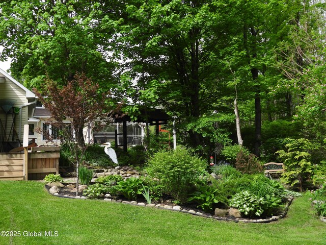 116 Dennie Rd, Mayfield, NY 12117 - view of grassy yard featuring a wooden deck