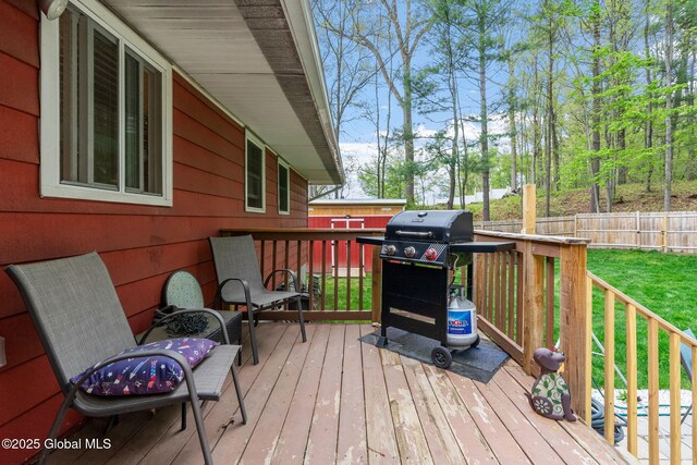 deck featuring grilling area