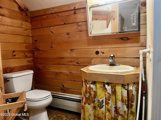 155 Bowen Hill Rd, Thurman, NY 12885 - half bath with toilet, wood walls, and a sink
