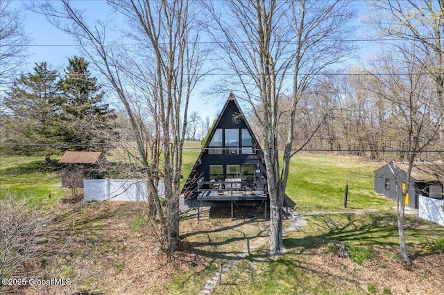 view of yard featuring a deck