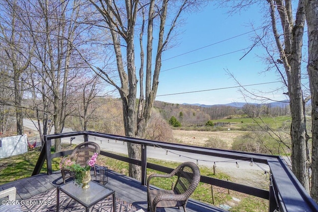 deck with a mountain view