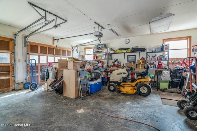 garage with a garage door opener