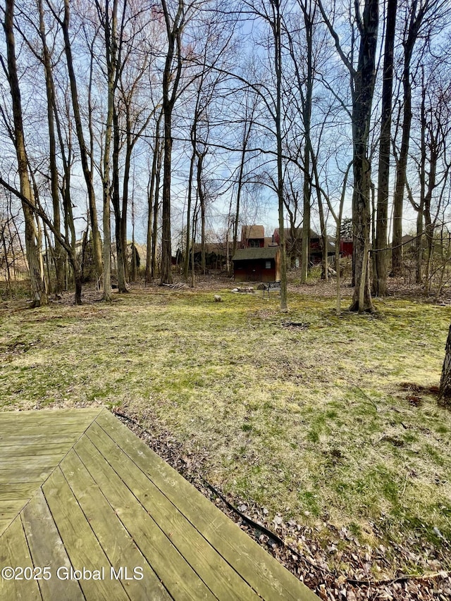 view of yard featuring a deck
