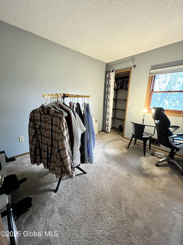 walk in closet with carpet floors