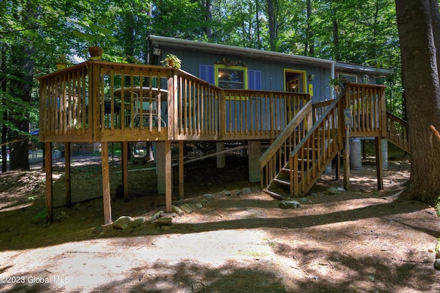 9 E Center St, Day, NY 12835 - exterior space featuring a wooden deck and stairs