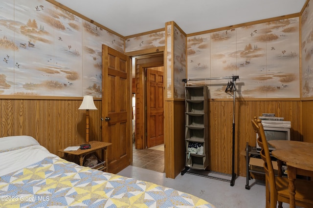 9 E Center St, Day, NY 12835 - bedroom featuring wainscoting and wooden walls