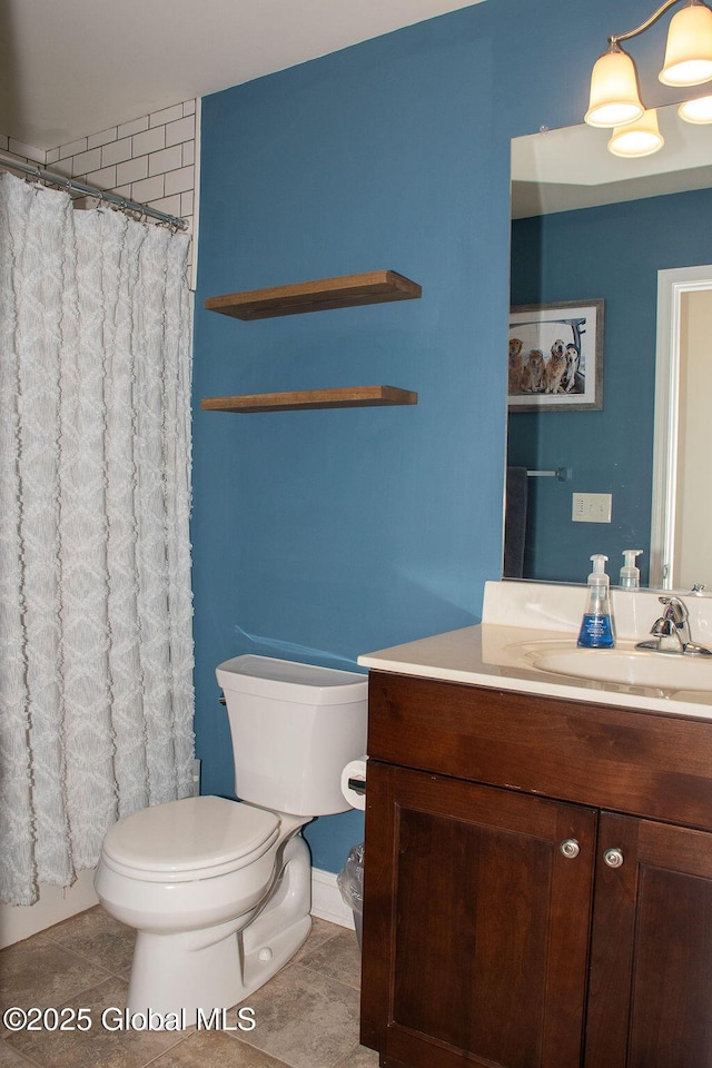 20 Fort Vaux Ln, Colonie, NY 12189 - bathroom featuring vanity, toilet, a shower with curtain, and tile patterned flooring