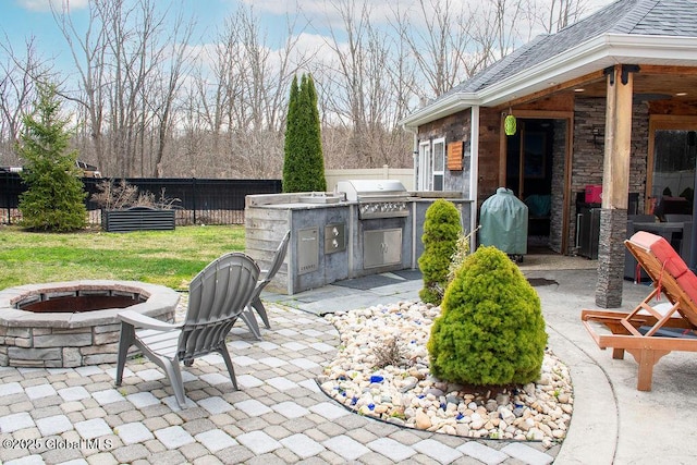 20 Fort Vaux Ln, Colonie, NY 12189 - fenced backyard featuring an outdoor fire pit and a patio area