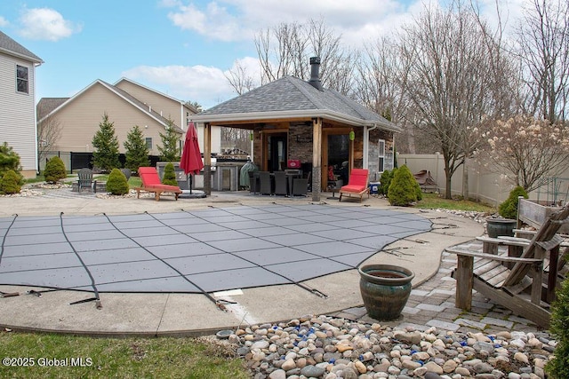 20 Fort Vaux Ln, Colonie, NY 12189 - view of swimming pool with a patio, a fenced backyard, and an outdoor structure