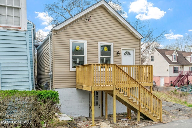 111 Mann Ave, Troy, NY 12180 - rear view of house with a wooden deck and stairs