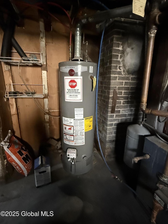 utility room with water heater