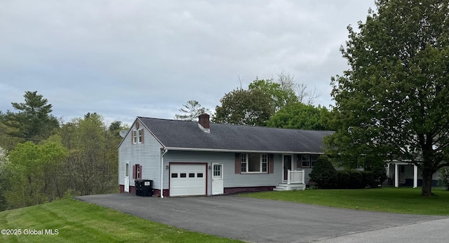 19 Callaghan Blvd, Charlton, NY 12019 - ranch-style house featuring driveway, a chimney, and a front yard