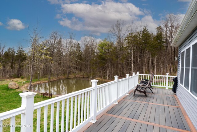 214 Vosenkill Rd, Athens, NY 12015 - wooden deck with a lawn and a water view