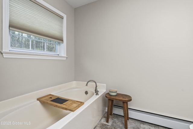 214 Vosenkill Rd, Athens, NY 12015 - full bathroom featuring stone finish floor, a bath, and a baseboard radiator