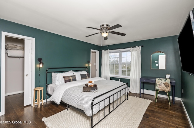 214 Vosenkill Rd, Athens, NY 12015 - bedroom with wood finished floors, a ceiling fan, and baseboards