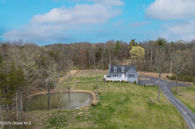 214 Vosenkill Rd, Athens, NY 12015 - bird's eye view featuring a wooded view and a water view