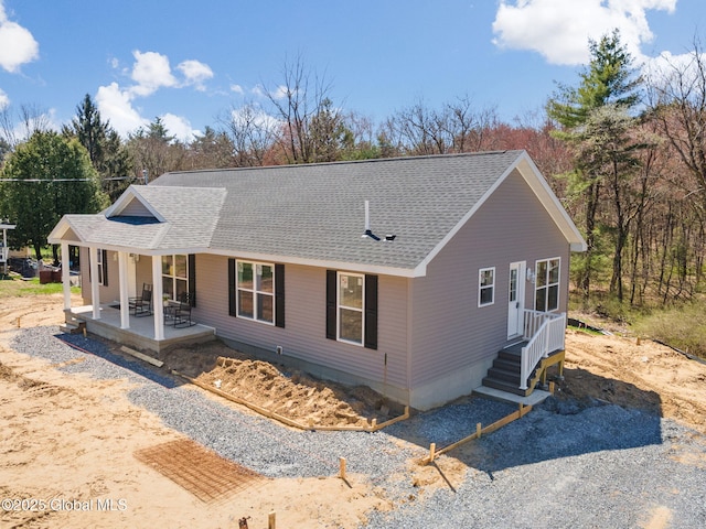 152 Ingersoll Rd, Wilton, NY 12866 - ranch-style house with a porch and roof with shingles