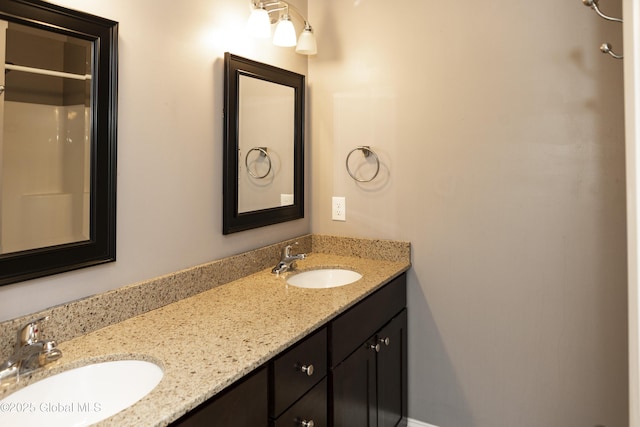 bathroom with double vanity