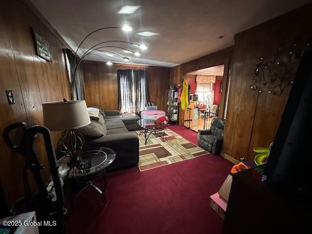interior space with wooden walls
