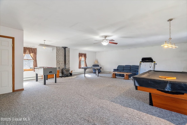 230 Zicha Rd, Esperance, NY 12092 - playroom featuring carpet flooring, a ceiling fan, plenty of natural light, and a baseboard radiator