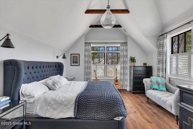 1 Joshua Rd, Saratoga Springs, NY 12866 - bedroom with lofted ceiling with beams and wood finished floors