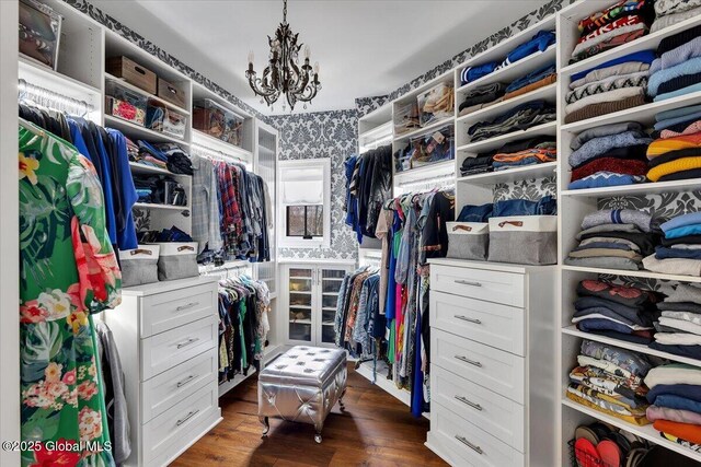 1 Joshua Rd, Saratoga Springs, NY 12866 - walk in closet with a notable chandelier and dark wood finished floors