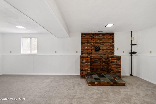 basement with carpet floors