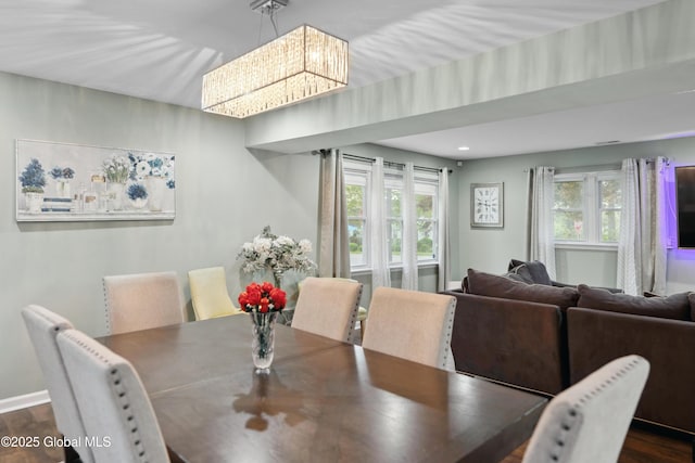 1094 Deforest St, Rotterdam, NY 12303 - dining space with a chandelier, healthy amount of natural light, dark wood-type flooring, and recessed lighting