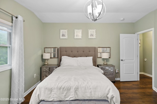 1094 Deforest St, Rotterdam, NY 12303 - bedroom with a chandelier, wood finished floors, baseboards, and lofted ceiling