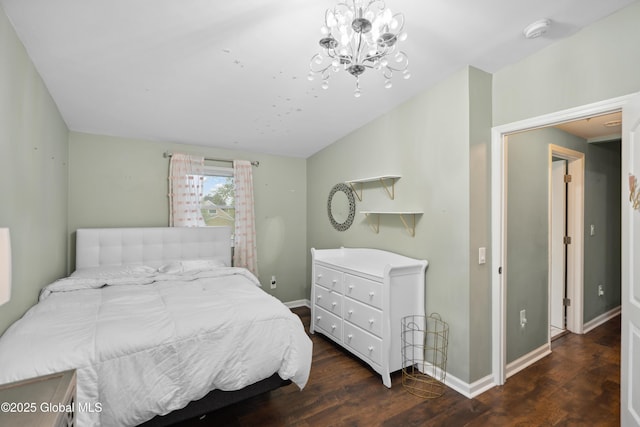 1094 Deforest St, Rotterdam, NY 12303 - bedroom with wood finished floors, baseboards, a chandelier, and vaulted ceiling