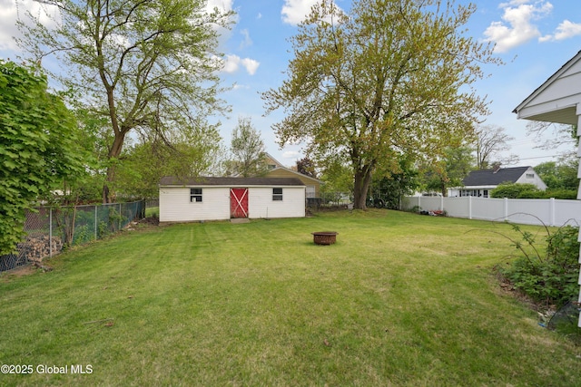 1094 Deforest St, Rotterdam, NY 12303 - view of yard with a fire pit and an outbuilding