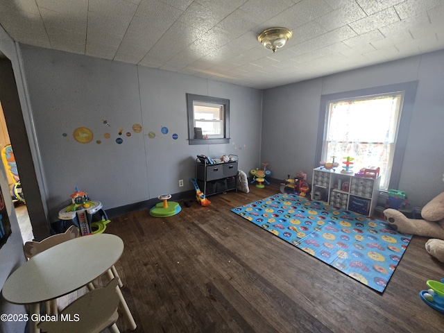 playroom with wood finished floors