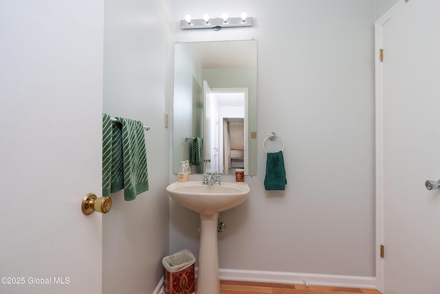 bathroom with wood finished floors
