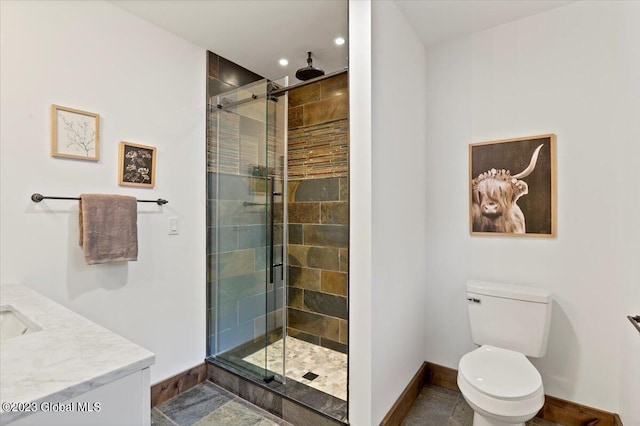 1181 Hunt Lake Rd Unit N, Corinth, NY 12822 - bathroom with recessed lighting, a shower stall, and baseboards