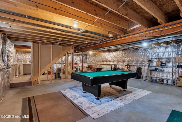 playroom with pool table and concrete flooring