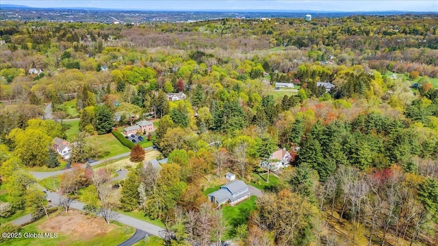 aerial view of a heavily wooded area