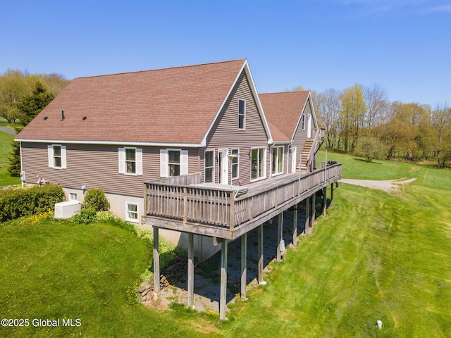 2694 State Route 10, Summit, NY 12175 - back of house featuring a wooden deck, a yard, and roof with shingles