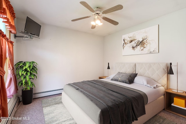 2694 State Route 10, Summit, NY 12175 - carpeted bedroom with baseboard heating and a ceiling fan