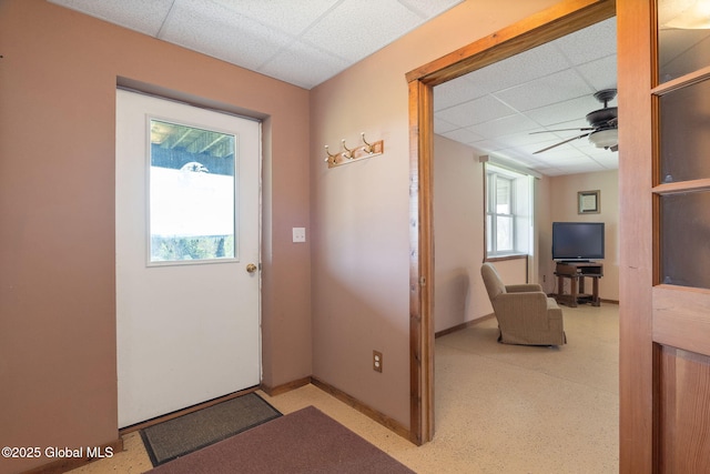 2694 State Route 10, Summit, NY 12175 - entryway with a paneled ceiling, baseboards, and ceiling fan