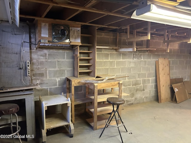 6 Riverview St, South Glens Falls, NY 12803 - unfinished below grade area featuring concrete block wall and a workshop area