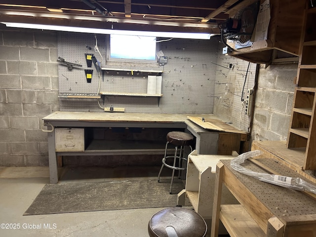 6 Riverview St, South Glens Falls, NY 12803 - below grade area with concrete block wall and a workshop area