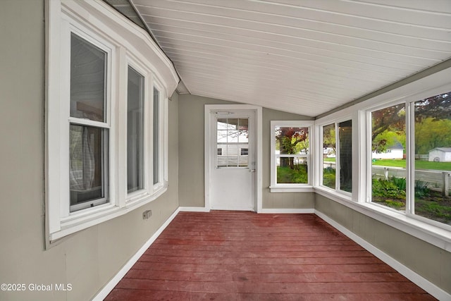 286 State Hwy Unit 80, Fort Plain, NY 13339 - unfurnished sunroom featuring vaulted ceiling, hardwood / wood-style flooring, and baseboards