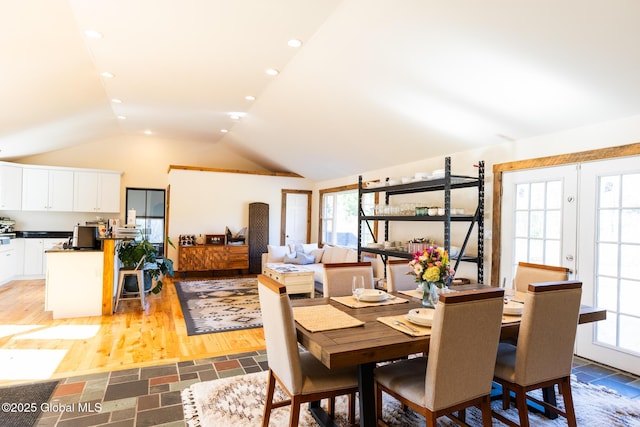 99 Wilsey Rd, Greenfield, NY 12833 - dining room with vaulted ceiling and light wood-style flooring