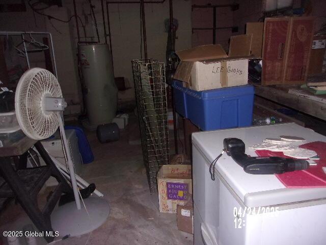 below grade area featuring gas water heater