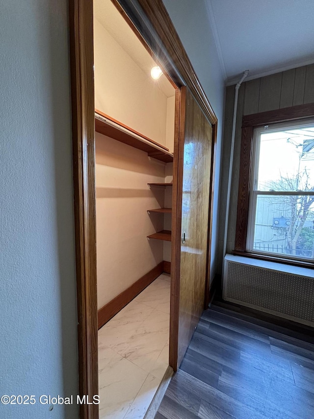 closet with radiator heating unit