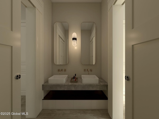 11 Eagle Rdg N, Bolton, NY 12814 - full bathroom with double vanity, wood finished floors, and a sink