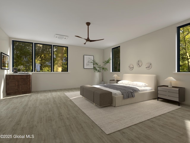 11 Eagle Rdg N, Bolton, NY 12814 - bedroom with wood finished floors, a ceiling fan, and visible vents